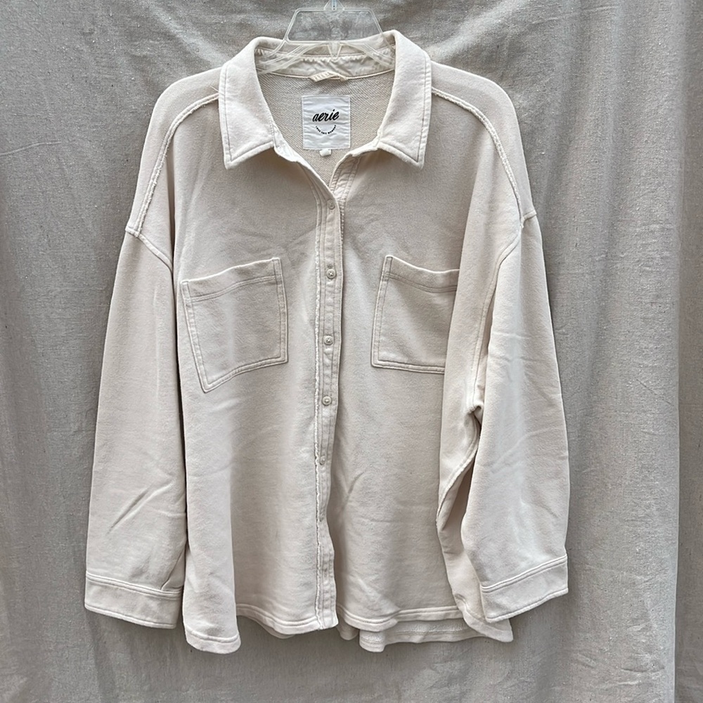 Aerie Lumberjane Fleece Shirt in Cream